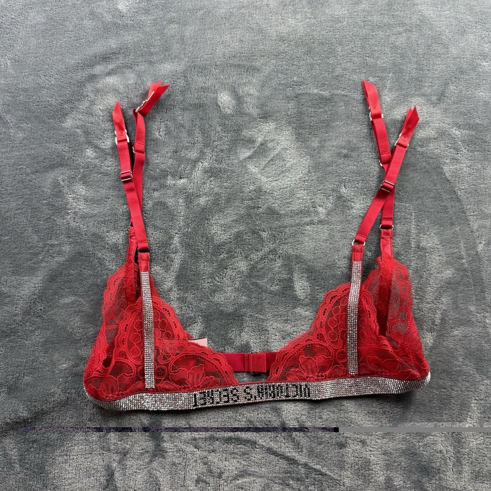Victoria's Secret Garter Belt Womens M/L Red Shine Strap Lace Logo